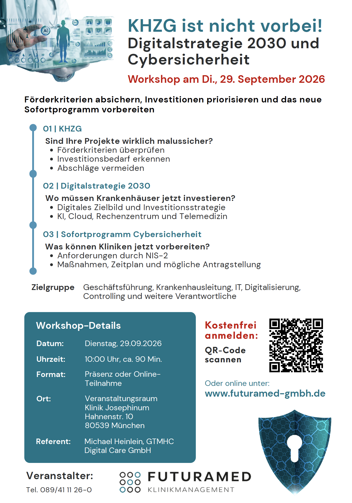 Plakat Workshopeinladung Digitalstrategie 2030 und Cybersicherheit vom GTMHC